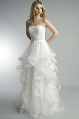 Strapless pearl top gown
