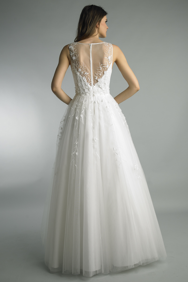 Embroidered V-neck Gown