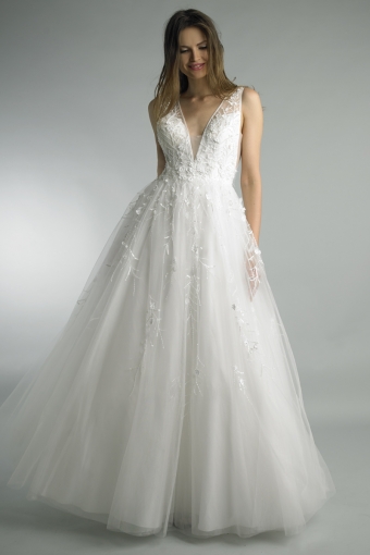 Embroidered V-neck Gown