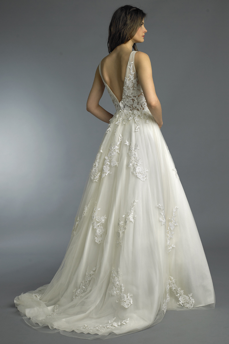 Lace V-neck Ballgown