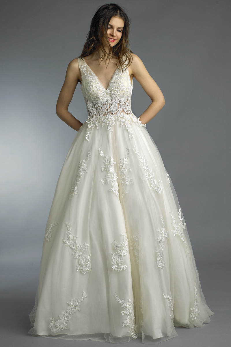 Lace V-neck Ballgown