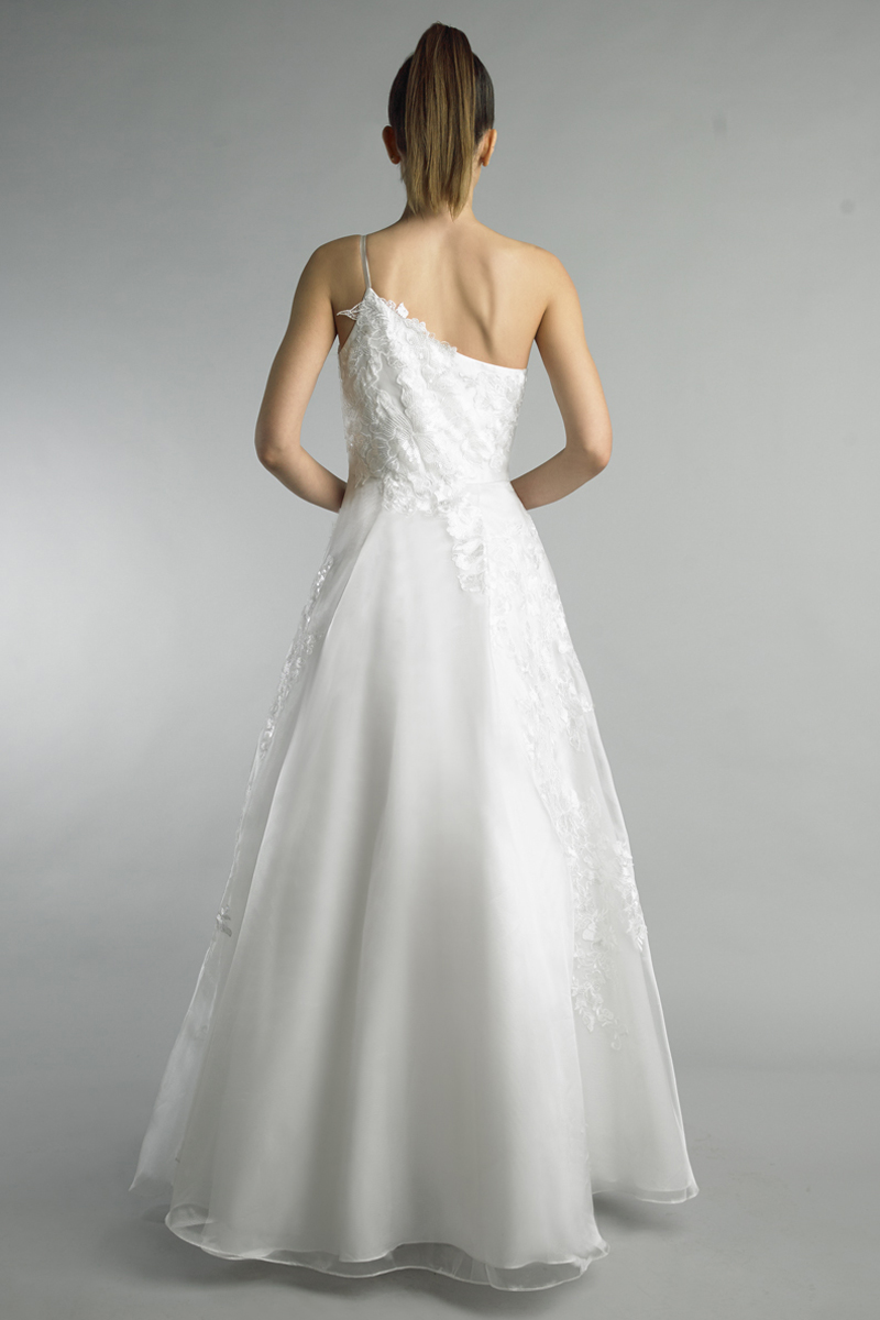 Floral One-shoulder Gown